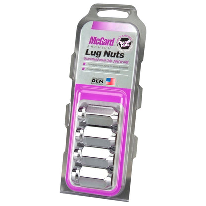 McGard Hex Lug Nut (Cone Seat) M14X1.5 / 22mm Hex / 1.635in. Length (4-Pack) - Chrome.