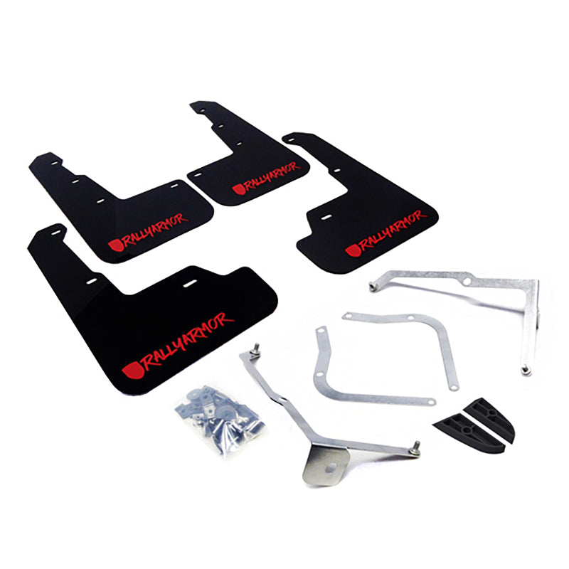 Rally Armor 15+ Subaru WRX & STi Sedan Only UR Black Mud Flap w/ Red Logo and Altered Font.