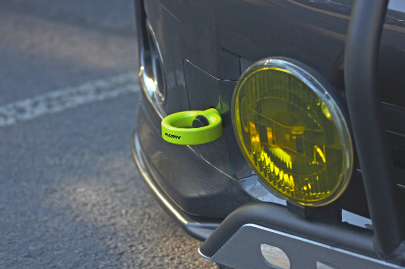 Perrin 08-14 Subaru WRX/STI Tow Hook Kit (Front) - Neon Yellow.