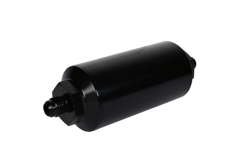Aeromotive In-Line Filter - (AN-6 Male) 10 Micron Fabric Element Bright Dip Black Finish.