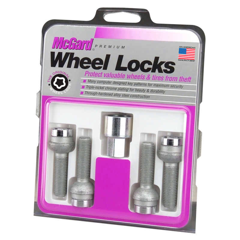 McGard Wheel Lock Bolt Set - 4pk. (Radius Seat) M14X1.5 / 17mm Hex / 26.7mm Shank Length - Chrome.