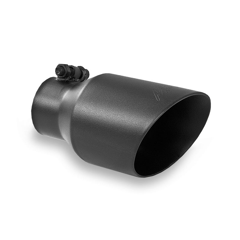 MBRP Universal 4in OD Dual Wall Angled 2.5in Inlet 8in Lgth Exhaust Tip - Black.