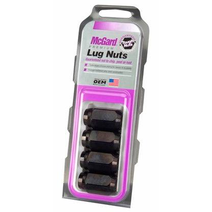 McGard Hex Lug Nut (Cone Seat) 1/2-20 / 13/16 Hex / 1.5in. Length (4-Pack) - Black.