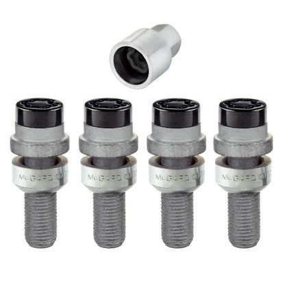 McGard Wheel Lock Bolt Set - 4pk. (Radius Seat) M14X1.5 / 17mm Hex / 28.2mm Shank Length - Black.