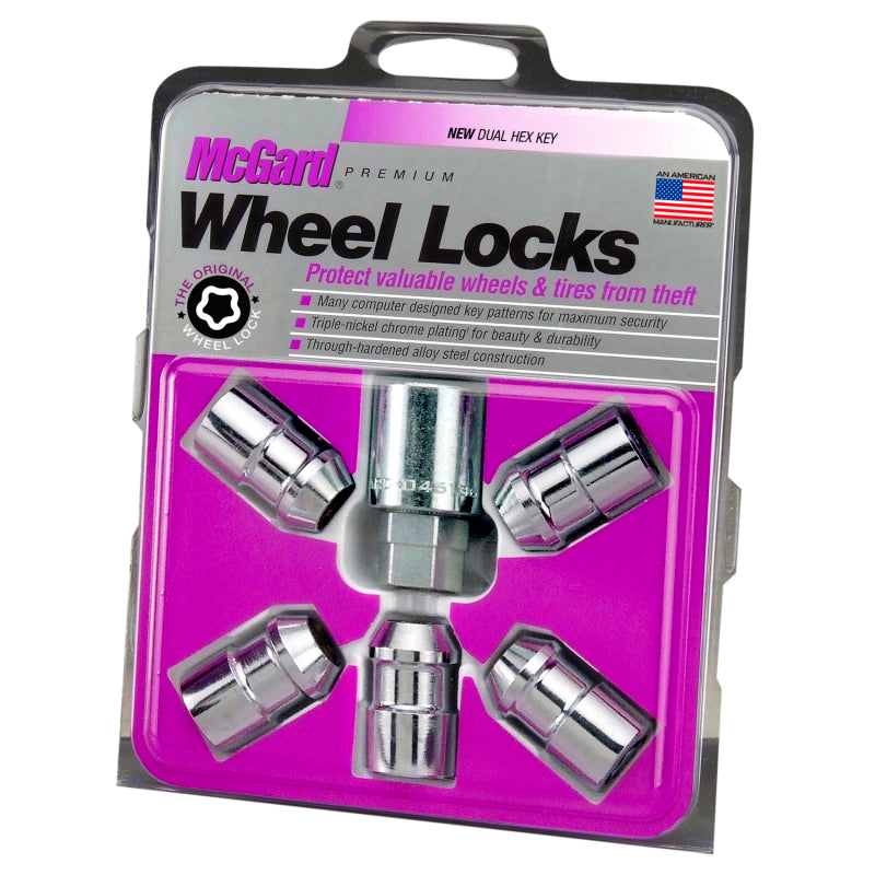 McGard Wheel Lock Nut Set - 5pk. (Cone Seat) 1/2-20 / 3/4 &13/16 Dual Hex / 1.46in. Length - Chrome.