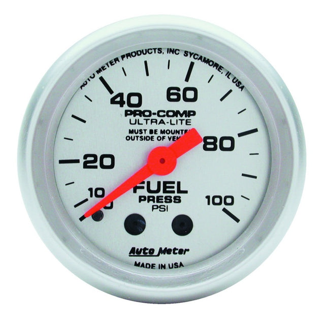 Autometer Ultra-Lite 52mm 0-100 PSI Mechanical Fuel Pressure Gauge.