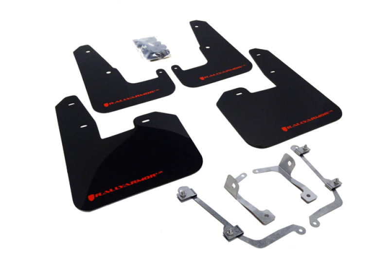 Rally Armor V2 08-11 STI (hatch only) / 11 WRX (hatch only) UR Black Mud Flap w/ Red Logo.