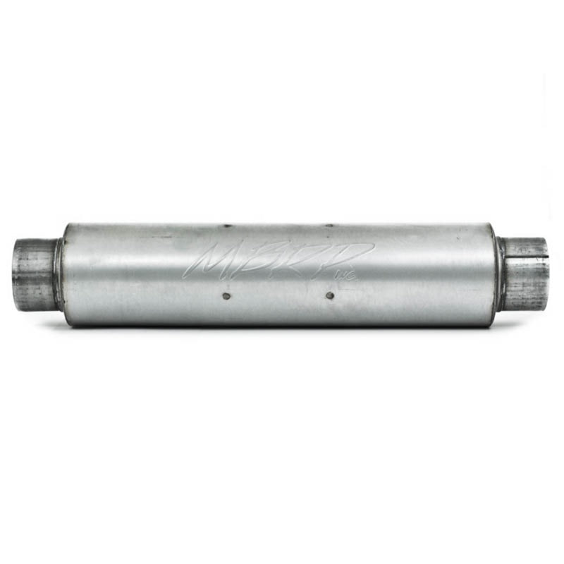 MBRP Universal Quiet Tone Muffler 4in Inlet/Outlet 24in Body 6in Dia 30in Overall Aluminum.