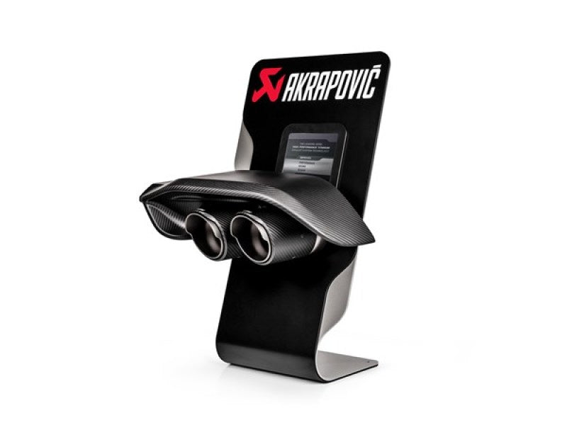 Akrapovic Counter Display with Sample Tail Pipe Set and Carbon Diffuser (High Gloss).