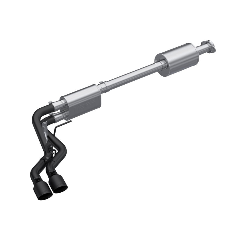 MBRP 2021+ Ford F150 Black Coated Dual Pre-Axle (Street Profile) 2.5in OD Tips 3in Cat Back Exhaust.
