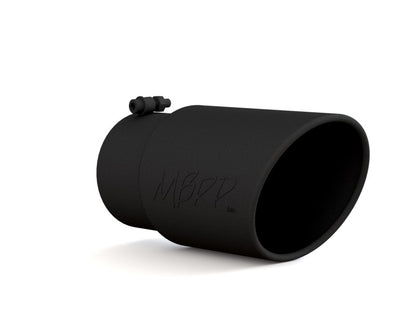 MBRP Universal Tip 6in O.D. Angled Rolled End 5 inlet 12 length - Black Finish.