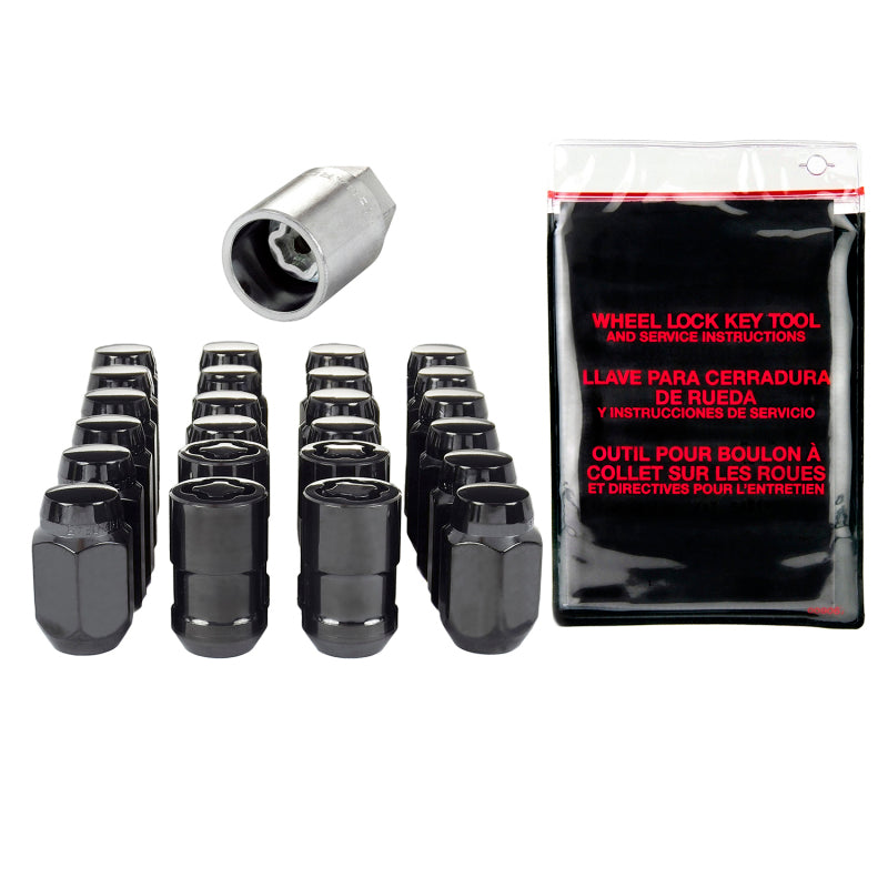 McGard 6 Lug Hex Install Kit w/Locks (Cone Seat Nut) M12X1.5 / 13/16 Hex / 1.5in. Length - Black.
