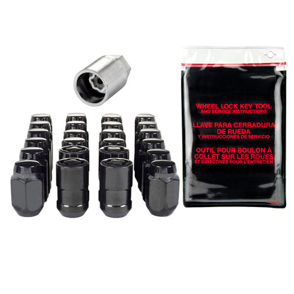 McGard 6 Lug Hex Install Kit w/Locks (Cone Seat Nut) M12X1.5 / 13/16 Hex / 1.5in. Length - Black.