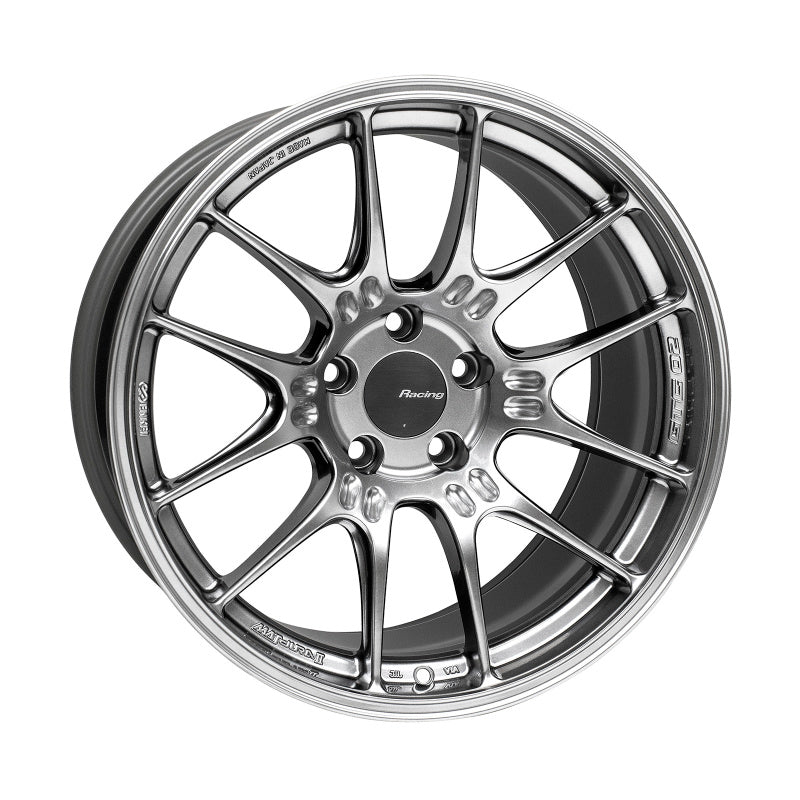 Enkei GTC02 18x9.5 5x114.3 15mm Offset 75mm Bore Hyper Silver Wheel.
