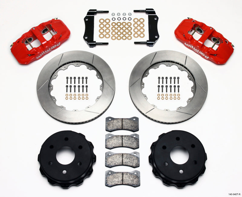 Wilwood AERO4 RearTruck Kit 14.25in Red 1999-2010 GM 1500-SUV 1 Piston OE Caliper.