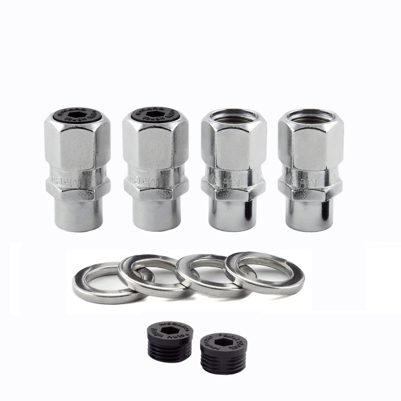 McGard Hex Lug Nut (Drag Racing Short Shank) 1/2-20 / 13/16 Hex / 1.6in. Length (4-Pack) - Chrome.