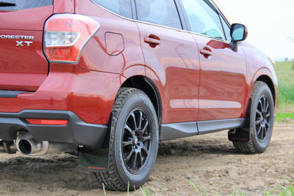 Rally Armor 14+ Subaru Forester Black Mud Flap w/ Grey Logo.