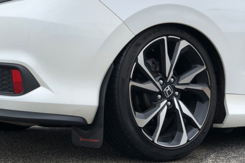 Rally Armor 16-19 Honda Civic Si UR Black Mud Flap w/ Blue Logo.