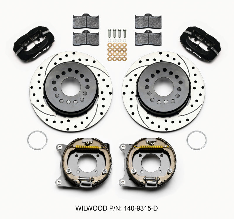Wilwood Forged Dynalite P/S Park Brake Kit Drilled 12 Bolt 2.75in offset Staggered Shock.
