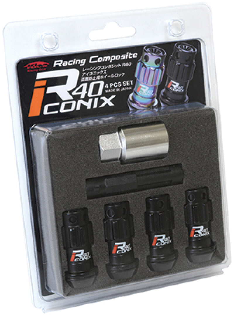 Project Kics 12X1.25 R40 Iconix Black Lug Nut Lock Set - 4.