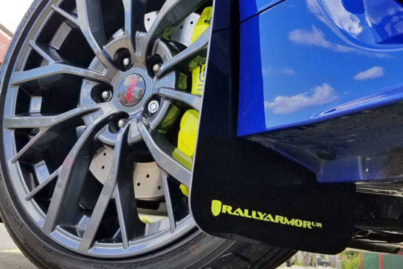 Rally Armor 15-18 Subaru WRX/STi Sedan UR Black Mud Flap w/ Green Logo.
