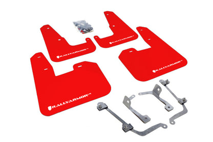 Rally Armor V2 08-11 STI (hatch only) / 11 WRX (hatch only) UR Red Mud Flap w/ White Logo.