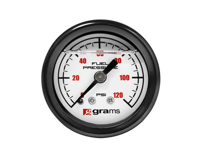 Grams Performance Universal 0-120 PSI Fuel Pressure Guage - White Face.