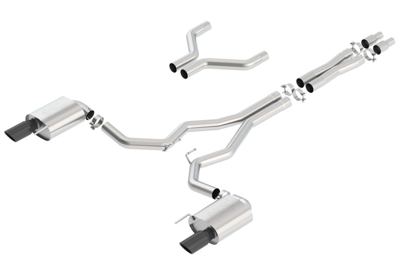 Borla Atak Cat-Back 15-17 Ford Mustang GT 5.0L V8 MT/AT 3in pipe 4in Black Chrome Tips.