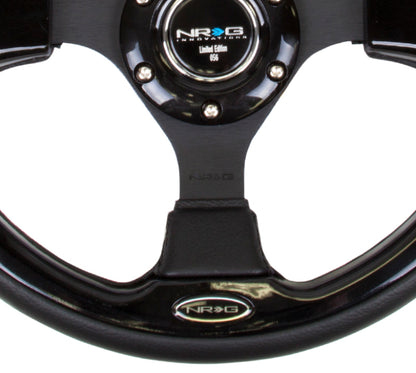 NRG Reinforced Steering Wheel (320mm) Blk w/Gloss Black Trim.