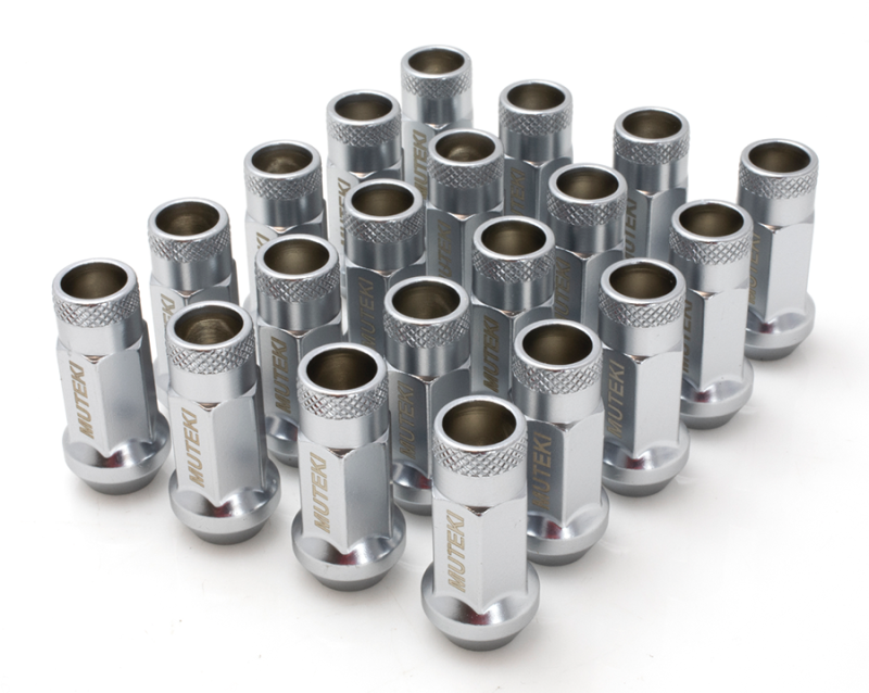 Wheel Mate 12x1.25 48mm Muteki SR48 Satin Silver Open End Lug Nuts.