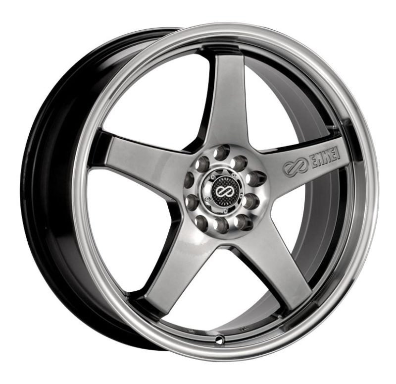 Enkei EV5 17x7 5x100/114.3 45mm Offset 72.6 Bolt Diameter Hyper Black w/ Machined Lip Wheel.