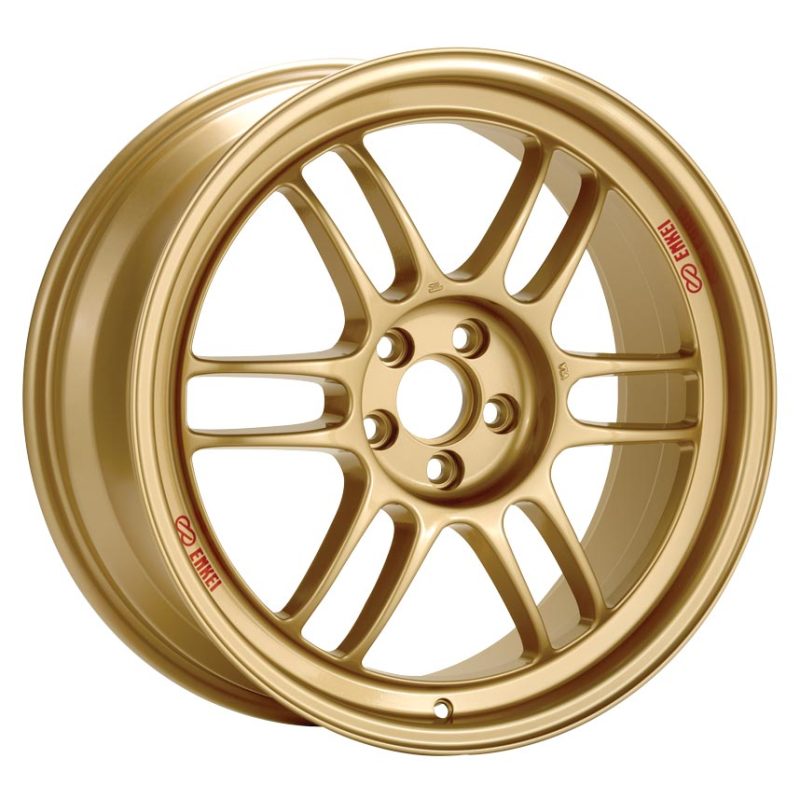 Enkei RPF1 17x9 5x114.3 45mm Offset 73mm Bore Gold Wheel  RX8.