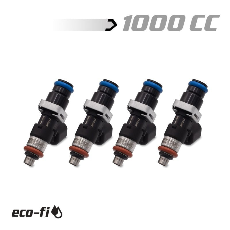 BLOX Racing Eco-Fi Street Injectors 1000cc/min w/1/2in Adapter Honda K Series (Set of 4).