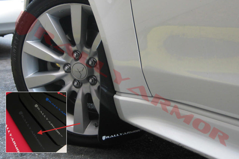 Rally Armor 2007+ Mitsubishi Lancer (doesnt fit Sportback) UR Black Mud Flap w/ Grey Logo.