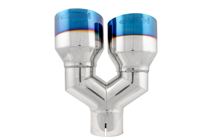 MBRP Burnt End Tip 2.5 ID Dual 4 OD Out 9.5 length Single wall 304 Stainless Steel Driver Side.