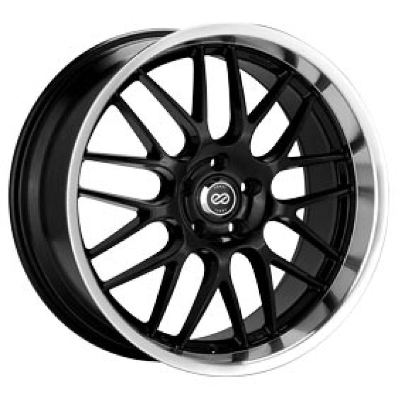 Enkei Lusso 18x7.5 42mm Offset 5x114.3 Bolt Pattern 72.6 Bore Black w/ Machined Lip Wheel.