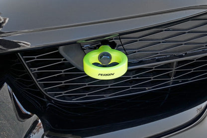 Perrin 2020 Toyota Supra Tow Hook Kit (Front) - Neon Yellow.