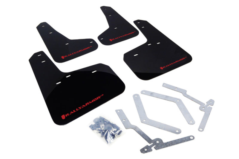 Rally Armor 13+ Ford Focus ST Black Mud Flap w/ Red Logo.