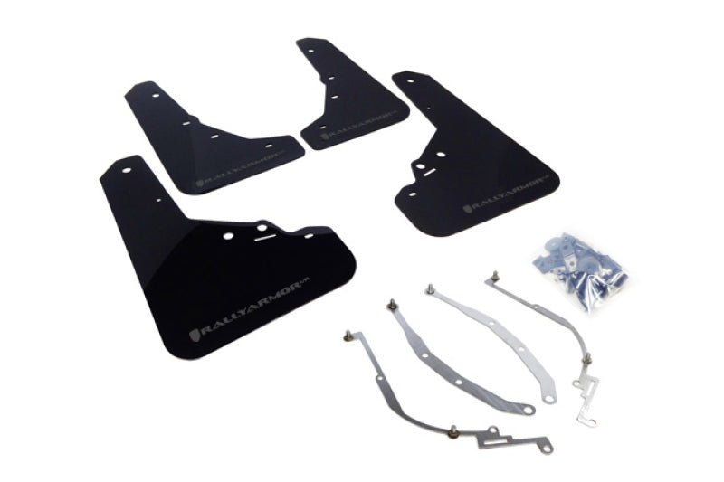 Rally Armor 12+ Fiat 500 (Pop/Sport/Lounge/Abarth) Black Mud Flap w/ Grey Logo.