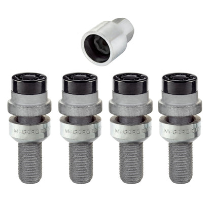 McGard Wheel Lock Bolt Set - 4pk. (Radius Seat) M14X1.5 / 17mm Hex / 28.2mm Shank Length - Black.
