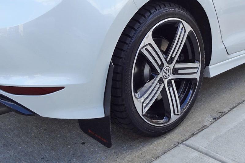 Rally Armor 2015-2016 VW Golf R UR Black Mud Flap w/ Blue Logo.