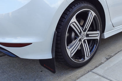 Rally Armor 2015-2016 VW Golf R UR Black Mud Flap w/ White Logo.
