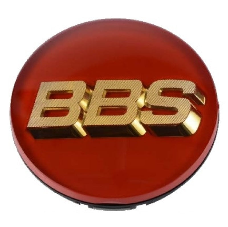 BBS Center Cap - 70mm Red w/ Gold 3D Logo (4-tab).