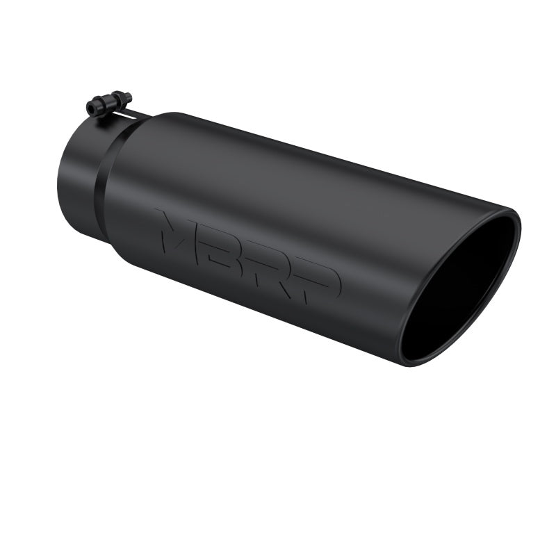 MBRP Universal Tip 6in OD Angled Rolled End 5in Inlet 18in Lgth Black Finish Exhaust.
