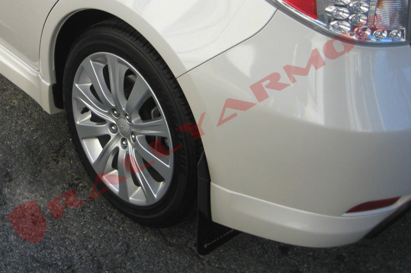 Rally Armor 08-10 WRX (hatch & sedan) / 08-11 Subaru 2.5i UR Black Mud Flap w/ Grey Logo.