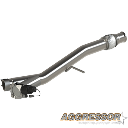 QTP 14-18 Chevrolet Silverado 1500 4.8L/5.3L EC/CC Standard Bed 3in 304SS Aggressor Cutout Mid Pipe.