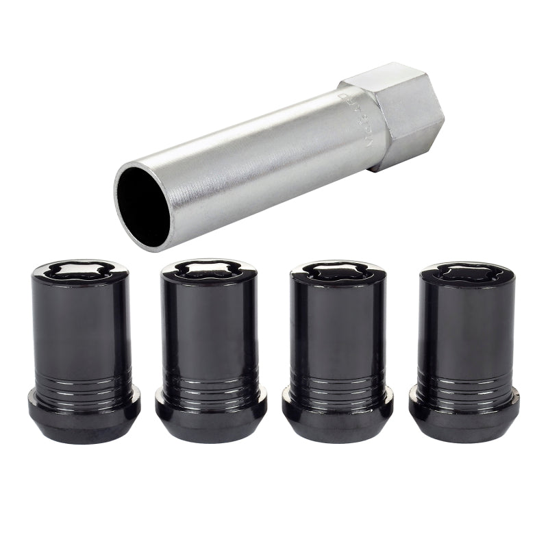 McGard Wheel Lock Nut Set - 4pk. (Tuner / Cone Seat) M12X1.5 / 13/16 Hex / 1.24in. Length - Black.