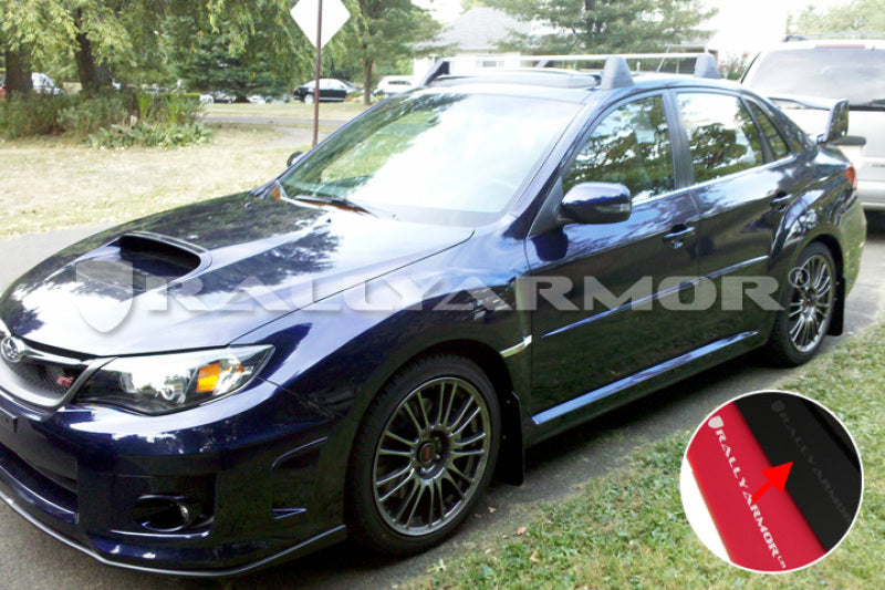 Rally Armor 11+ STI/WRX Sedan Only UR Black Mud Flap w/ Grey Logo.