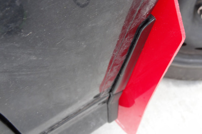 Rally Armor 13+ Ford Fiesta ST Red Mud Flap w/ White Logo.
