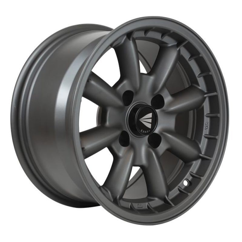 Enkei Compe 15x5.5 17mm Offset 4x130 Bolt Pattern 87mm Bore Dia Matte Gunmetal Wheel.